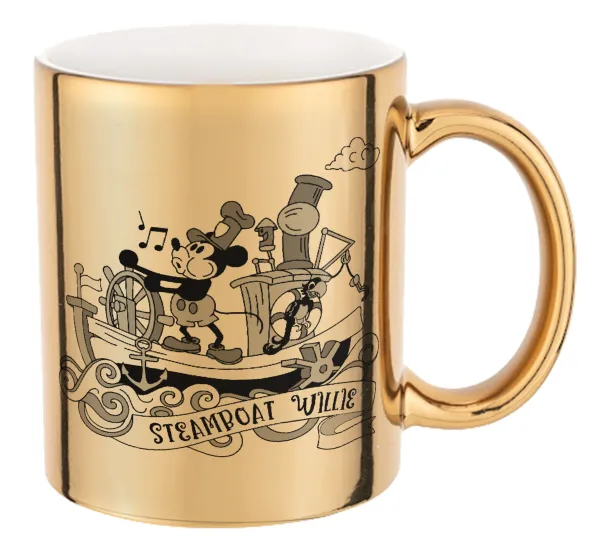 Mickey steamboat — Mug ceramic, gold mirror, 330ml