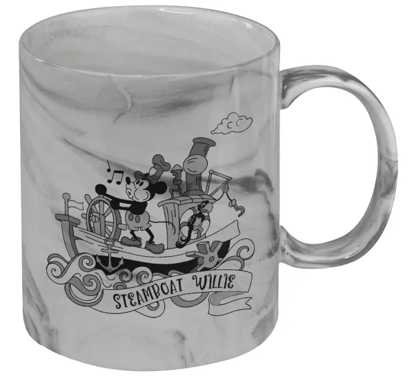 Mickey steamboat — Mug ceramic marble style, 330ml