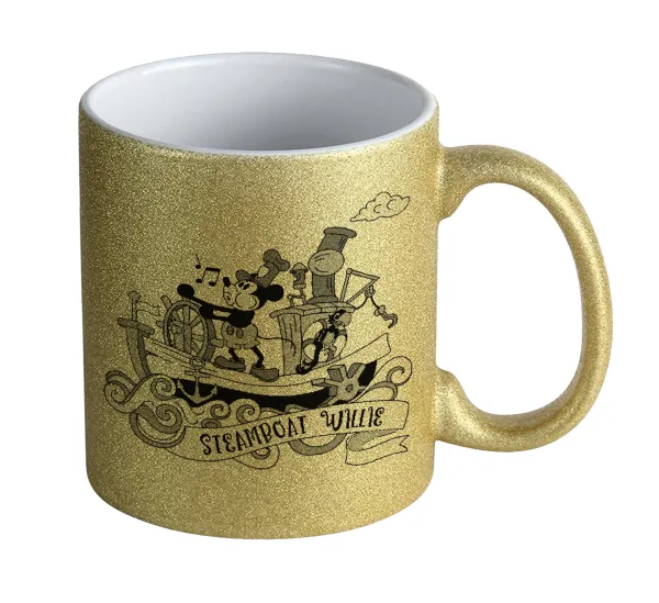 Mickey steamboat — Κούπα Χρυσή Glitter που γυαλίζει, κεραμική, 330ml