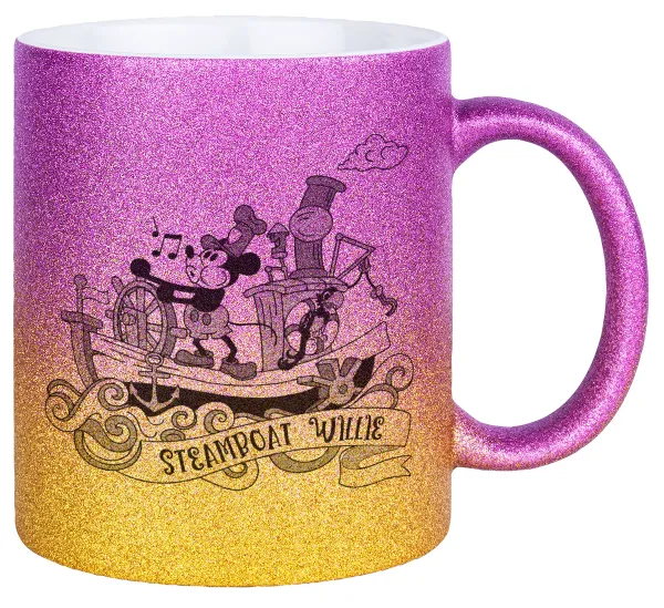 Mickey steamboat — Κούπα Χρυσή/Ροζ Glitter, κεραμική, 330ml