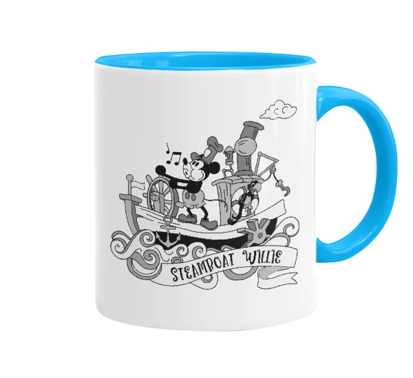 Mickey steamboat — Κούπα χρωματιστή γαλάζια, κεραμική, 330ml