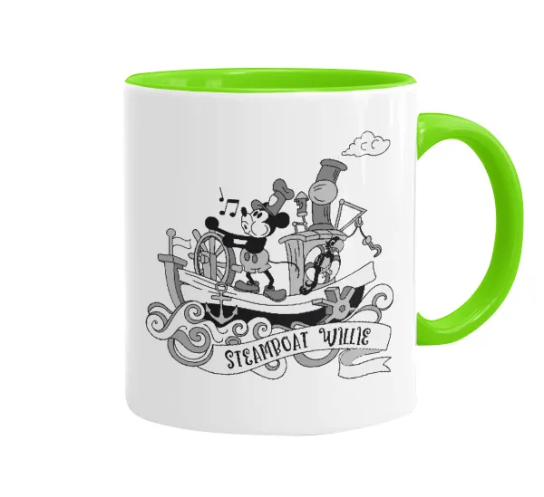Mickey steamboat — Κούπα χρωματιστή βεραμάν, κεραμική, 330ml