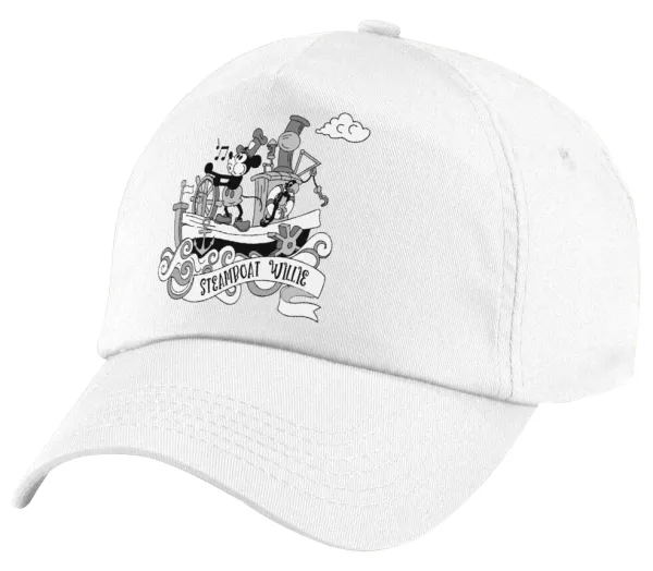Mickey steamboat — Πεντάφυλλο καπέλο Λευκό, 100% Βαμβακερό (Twill), με ρύθμιση, unisex