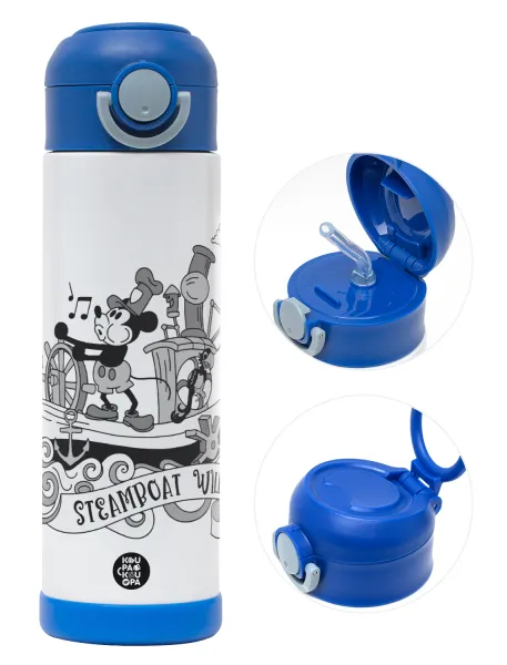 Mickey steamboat — Παιδικό παγούρι θερμό, ανοξείδωτο, με καλαμάκι ασφαλείας, ΜΠΛΕ (500ml)