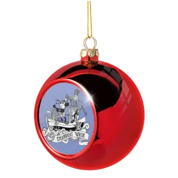 Mickey steamboat, Christmas tree ball Red 8cm