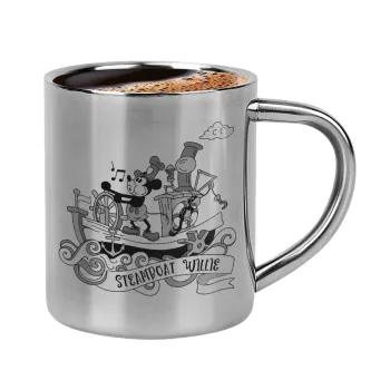 Mickey steamboat, Double-wall metal cup for espresso (220ml)