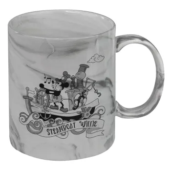Mickey steamboat, Mug ceramic marble style, 330ml
