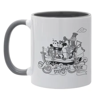 Mickey steamboat, Mug colored grey, ceramic, 330ml