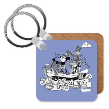 Mickey steamboat, Μπρελόκ Ξύλινο τετράγωνο MDF