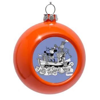 Mickey steamboat, Orange Christmas tree ornament bauble 8cm