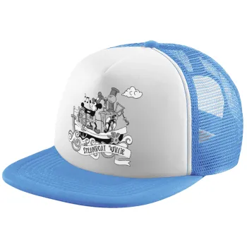 Mickey steamboat, Child's Soft Trucker Hat with Blue/White Mesh (POLYESTER, CHILD, ONE SIZE)