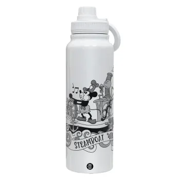 Mickey steamboat, Θερμός 1L Ανοξείδωτο με Βάση Κινητού & Διπλά Τοιχώματα