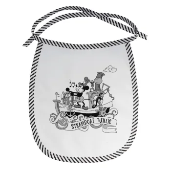 Mickey steamboat, Σαλιάρα μωρού αλέκιαστη με κορδόνι Μαύρη