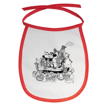 Mickey steamboat, Σαλιάρα μωρού αλέκιαστη με κορδόνι Κόκκινη