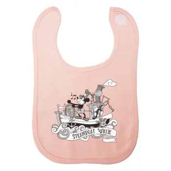 Mickey steamboat, Σαλιάρα με Σκρατς ΡΟΖ 100% Organic Cotton (0-18 months)