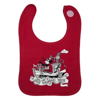 Mickey steamboat, Σαλιάρα με Σκρατς Κόκκινη 100% Organic Cotton (0-18 months)