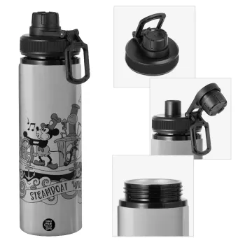 Mickey steamboat, Metallic water bottle with safety cap, 850ml aluminum