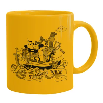 Mickey steamboat, Κούπα, κεραμική κίτρινη, 330ml