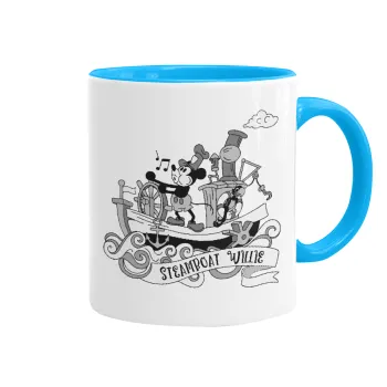 Mickey steamboat, Κούπα χρωματιστή γαλάζια, κεραμική, 330ml