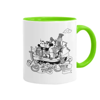 Mickey steamboat, Κούπα χρωματιστή βεραμάν, κεραμική, 330ml