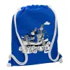 Backpack pouch GYMBAG Blue, with pocket (40x48cm) & thick cords