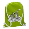 Backpack bag GYMBAG LIME GREEN, with pocket (40x48cm) & thick cords