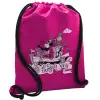 Backpack pouch GYMBAG Fuchsia, with pocket (40x48cm) & thick cords