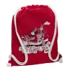 Backpack pouch GYMBAG Red, with pocket (40x48cm) & thick cords