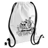 Backpack pouch GYMBAG white, with pocket (40x48cm) & thick cords