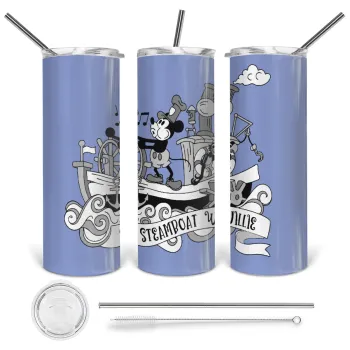 Mickey steamboat, Tumbler stainless steel 600ml, with metal straw & cleaning brush