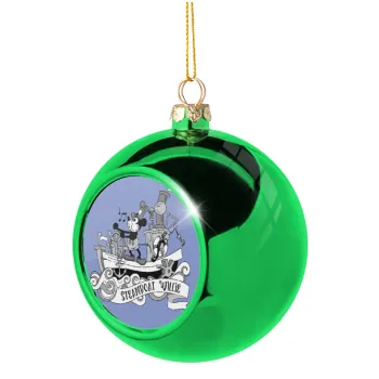 Mickey steamboat, Green Christmas tree ornament ball 8cm