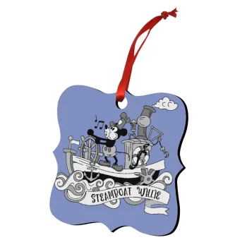 Mickey steamboat, Christmas ornament polygon wooden 7.5cm