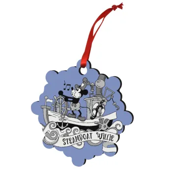 Mickey steamboat, Στολίδι Χριστουγεννιάτικο στολίδι snowflake ξύλινο 7.5cm