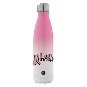 Barbie, i am Kenough, Μεταλλικό παγούρι θερμός Ροζ/Λευκό (Stainless steel), διπλού τοιχώματος, 500ml