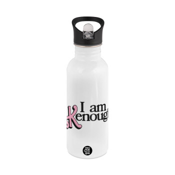 Barbie, i am Kenough, White water bottle with straw, stainless steel 600ml