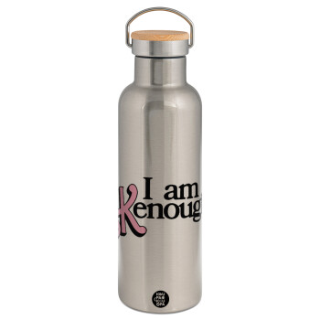 Barbie, i am Kenough, Stainless steel Silver with wooden lid (bamboo), double wall, 750ml