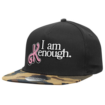 Barbie, i am Kenough, Καπέλο Ενηλίκων Flat Snapback Μαύρο/Παραλλαγή, (100% ΒΑΜΒΑΚΕΡΟ TWILL, ΕΝΗΛΙΚΩΝ, UNISEX, ONE SIZE)