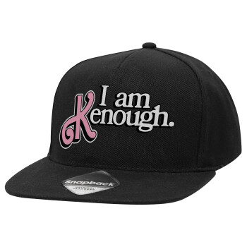 Barbie, i am Kenough, Καπέλο Ενηλίκων Flat Snapback Μαύρο, (100% ΒΑΜΒΑΚΕΡΟ TWILL, ΕΝΗΛΙΚΩΝ, UNISEX, ONE SIZE)