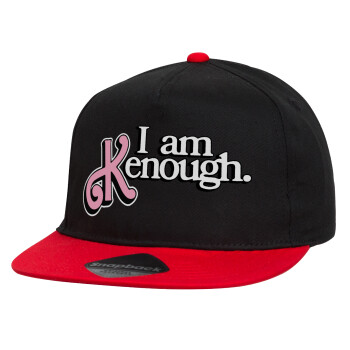 Barbie, i am Kenough, Καπέλο παιδικό Flat Snapback, Μαύρο/Κόκκινο (100% ΒΑΜΒΑΚΕΡΟ, ΠΑΙΔΙΚΟ, UNISEX, ONE SIZE)