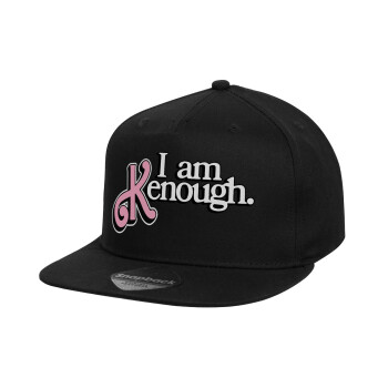 Barbie, i am Kenough, Καπέλο παιδικό Flat Snapback, Μαύρο (100% ΒΑΜΒΑΚΕΡΟ, ΠΑΙΔΙΚΟ, UNISEX, ONE SIZE)