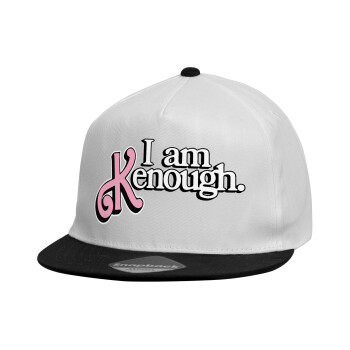 Barbie, i am Kenough, Καπέλο παιδικό Flat Snapback, Λευκό (100% ΒΑΜΒΑΚΕΡΟ, ΠΑΙΔΙΚΟ, UNISEX, ONE SIZE)