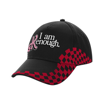 Barbie, i am Kenough, Καπέλο Ενηλίκων Ultimate ΜΑΥΡΟ/ΚΟΚΚΙΝΟ RACING, (100% ΒΑΜΒΑΚΕΡΟ DRILL, ΕΝΗΛΙΚΩΝ, UNISEX, ONE SIZE)