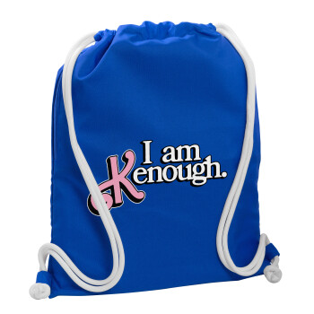 Barbie, i am Kenough, Τσάντα πλάτης πουγκί GYMBAG Μπλε, με τσέπη (40x48cm) & χονδρά κορδόνια