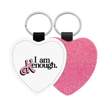 Barbie, i am Kenough, Μπρελόκ PU δερμάτινο glitter καρδιά ΡΟΖ
