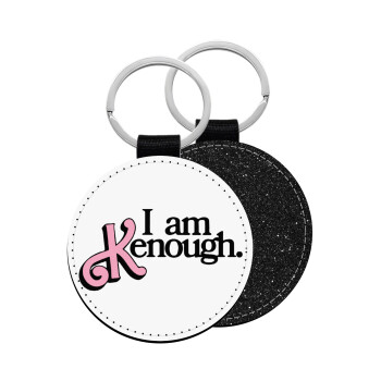 Barbie, i am Kenough, Μπρελόκ Δερματίνη, στρογγυλό ΜΑΥΡΟ (5cm)