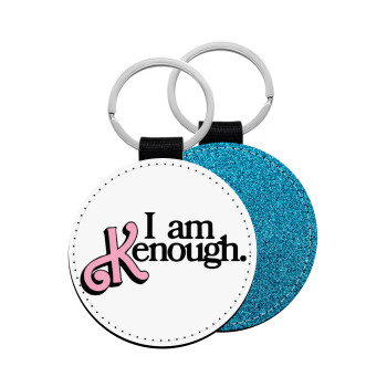 Barbie, i am Kenough, Μπρελόκ Δερματίνη, στρογγυλό ΜΠΛΕ (5cm)