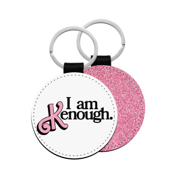 Barbie, i am Kenough, Μπρελόκ Δερματίνη, στρογγυλό ΡΟΖ (5cm)