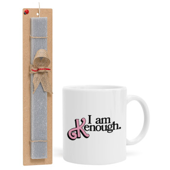 Barbie, i am Kenough, Πασχαλινή Λαμπάδα με Κούπα κεραμική (330ml) & κερί αρωματικό πλακέ (30cm) (ΓΚΡΙ)