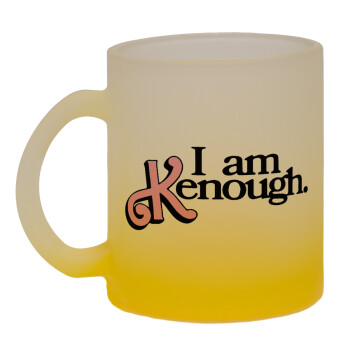 Barbie, i am Kenough, Κούπα γυάλινη δίχρωμη με βάση το κίτρινο ματ, 330ml