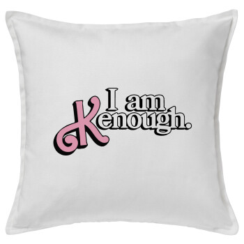 Barbie, i am Kenough, Μαξιλάρι καναπέ ΛΕΥΚΟ 100% βαμβάκι, περιέχεται το γέμισμα (50x50cm)